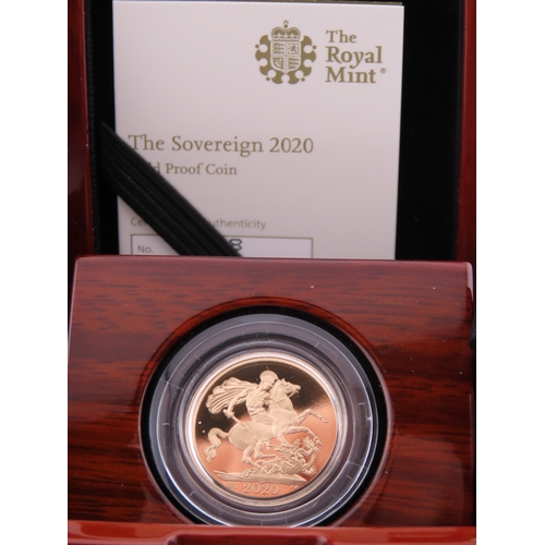 104 - A 2020 United Kingdom gold Sovereign struck in 22 carat gold to proof standard. Featuring the portra... 