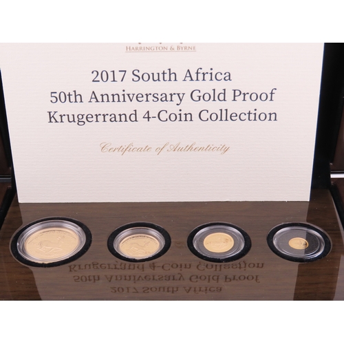 107 - A 2017 South Africa 50th Anniversary Gold Proof Krugerrand four coin collection, comprising quarter ... 