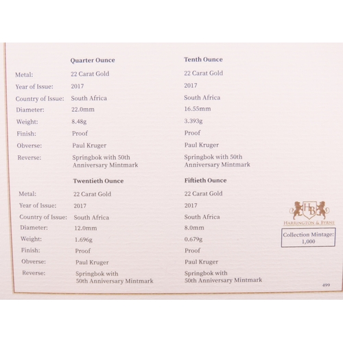 107 - A 2017 South Africa 50th Anniversary Gold Proof Krugerrand four coin collection, comprising quarter ... 