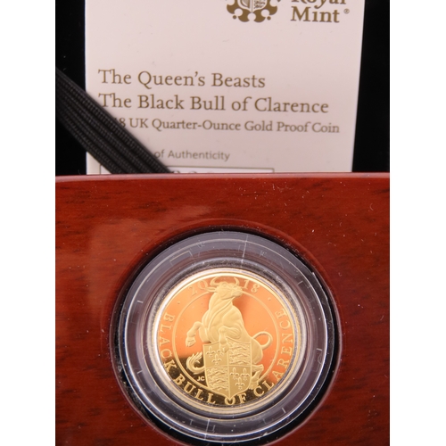 118 - The Royal Mint Queens Beasts The Black Bull of Clarence gold proof coin. A United Kingdom 25 pound g... 