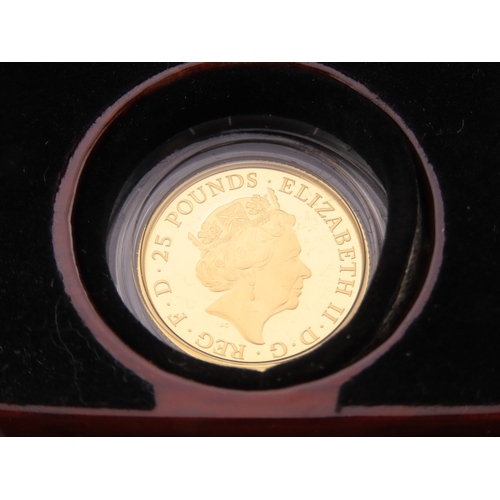 118 - The Royal Mint Queens Beasts The Black Bull of Clarence gold proof coin. A United Kingdom 25 pound g... 