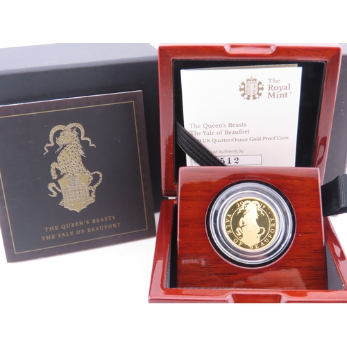 119 - The Royal Mint Queens Beasts The Yale of Beaufort gold proof coin. A United Kingdom 25 pound gold pr... 