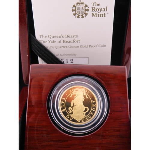 119 - The Royal Mint Queens Beasts The Yale of Beaufort gold proof coin. A United Kingdom 25 pound gold pr... 