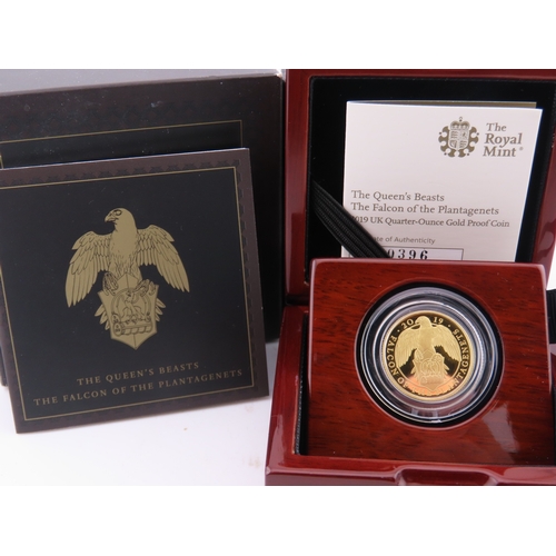 120 - The Royal Mint Queens Beasts The Falcon of the Plantagenets gold proof coin. A United Kingdom 25 pou... 