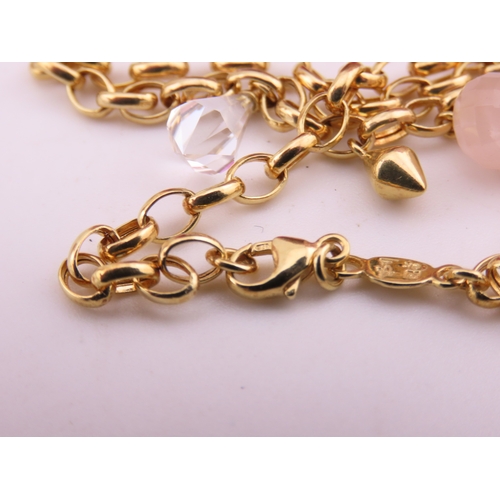 165 - 9ct Gold Belcher Chain Necklace with Gemstone Set Drop. A 9ct gold belcher chain necklace suspending... 