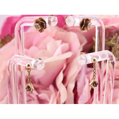 178 - Two Pairs of 9ct Gold Earrings. One pair of drop form and the second pair of stud design both with p... 