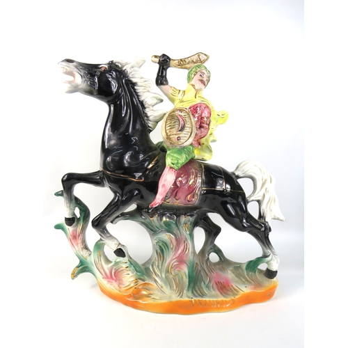 68 - Capodimonte figurine - warrior on rearing horse - 48cm x 47cm x 16cm