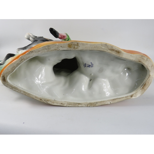 68 - Capodimonte figurine - warrior on rearing horse - 48cm x 47cm x 16cm