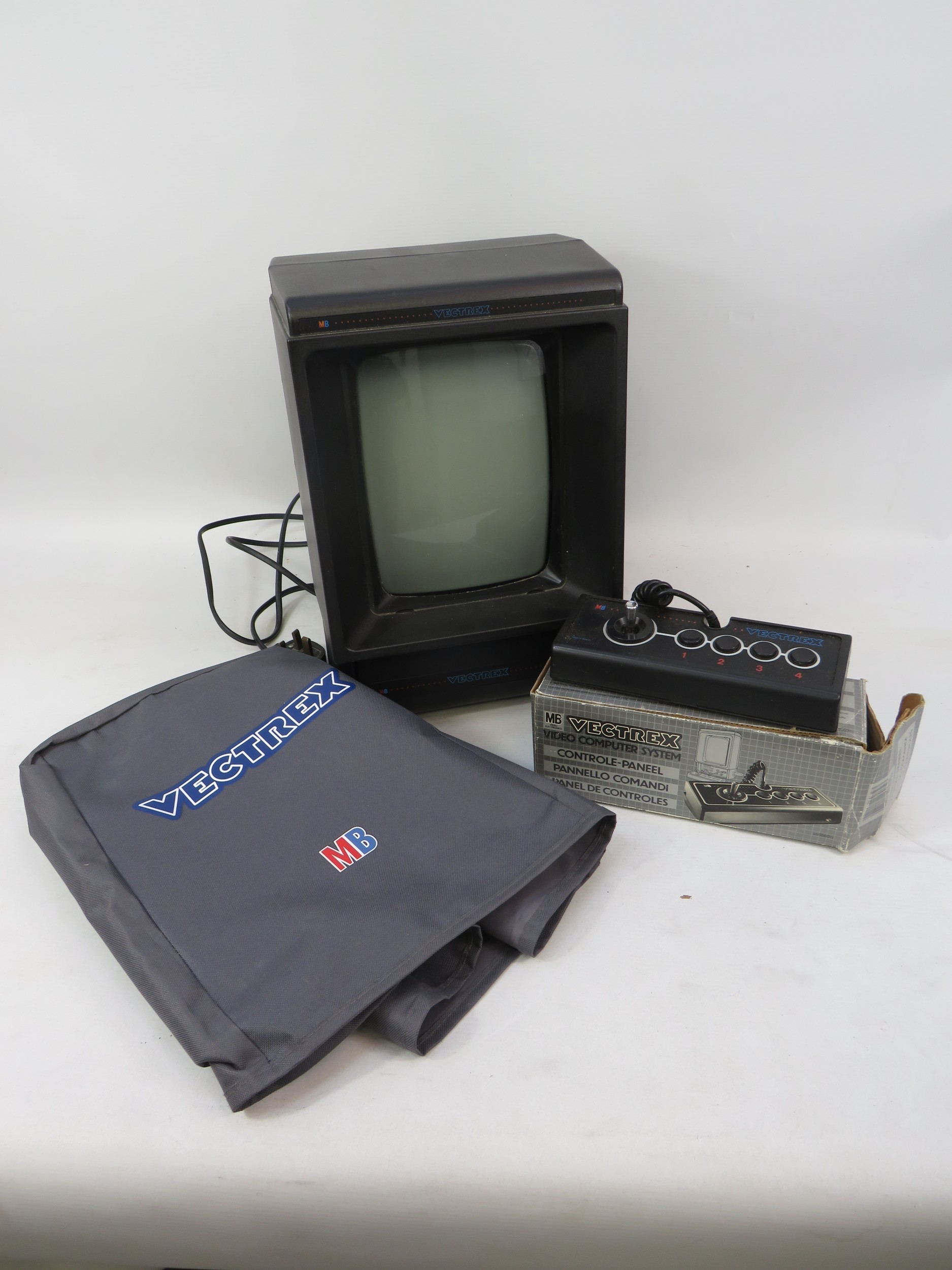 MB Vectrex Video Computer System with boxed control panel and cover