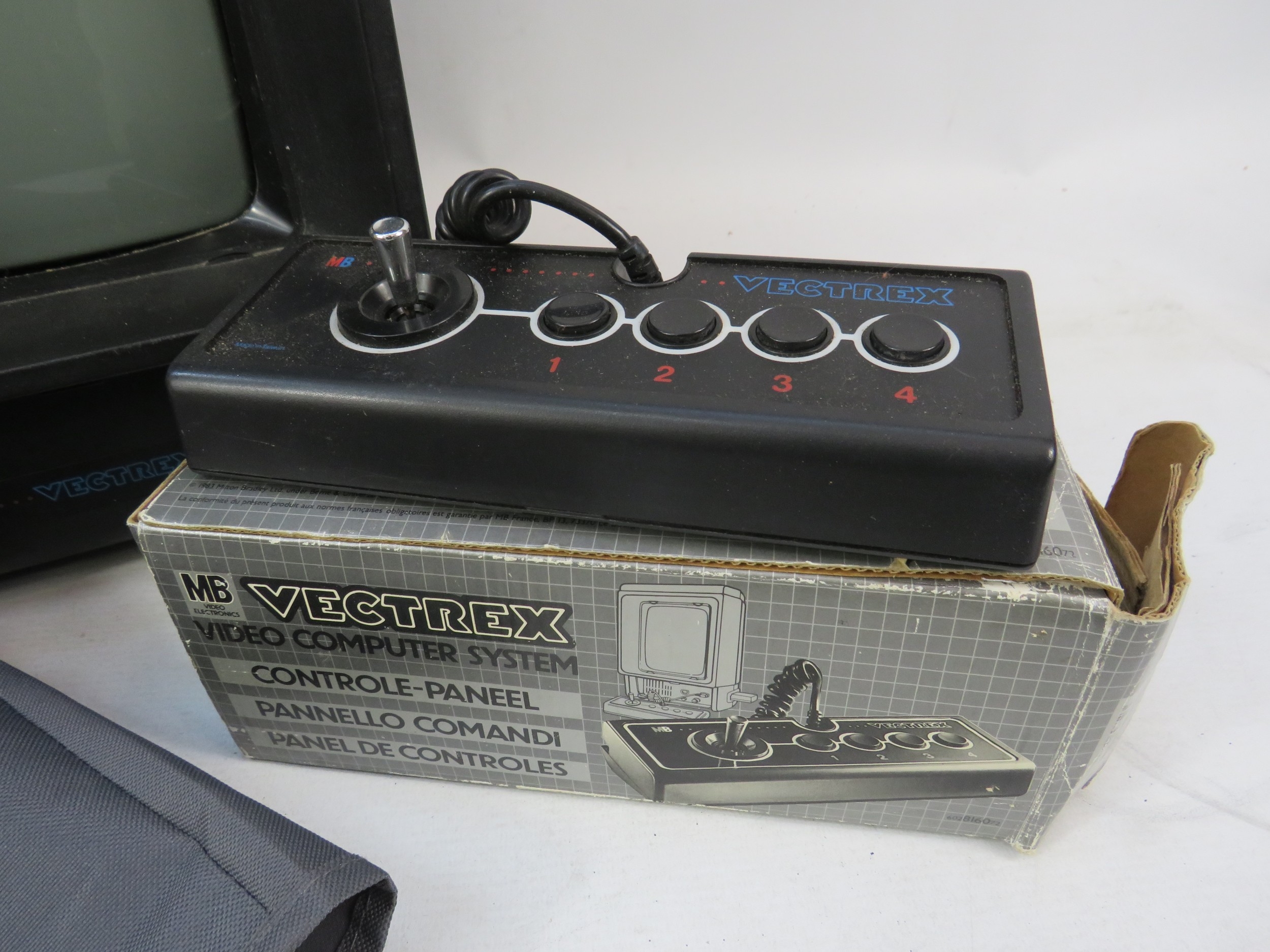 MB Vectrex Video Computer System with boxed control panel and cover
