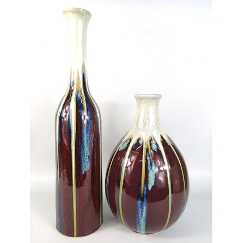 70 - Two drip glaze ceramic vases - tallest 52cm