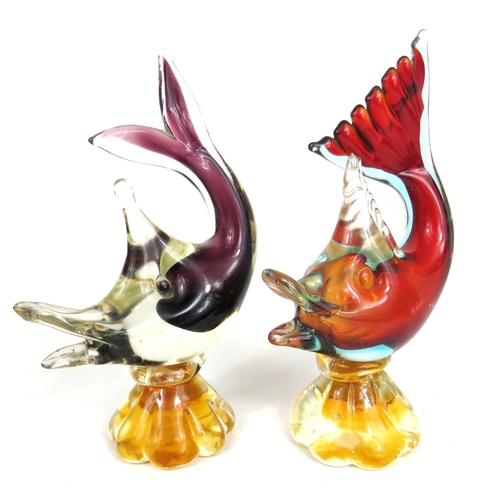 76 - Two Murano glass fish - tallest 22cm