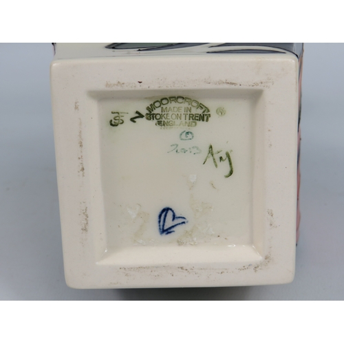 80 - Moorcroft vase Paradise Found pattern with multicolour flame design on black ground - 25cm tall