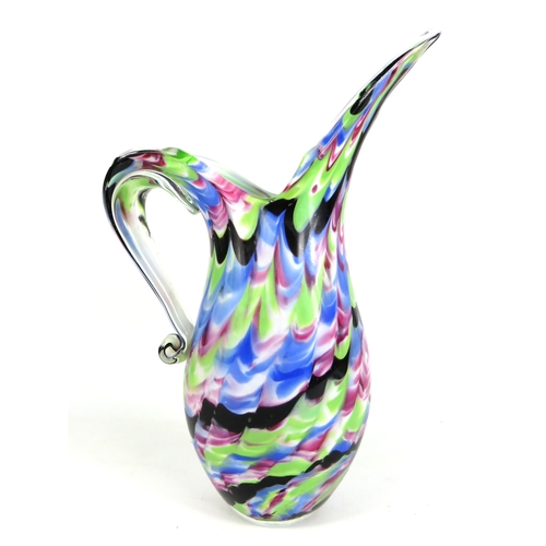 82 - Murano glass jug in multicolour swirl design - 35cm tall