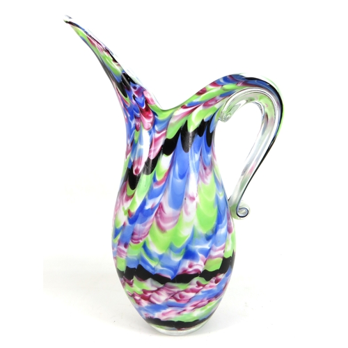 82 - Murano glass jug in multicolour swirl design - 35cm tall