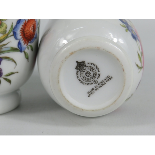 83 - Three Royal Worcester floral egg coddlers with chrome lids - tallest 8cm