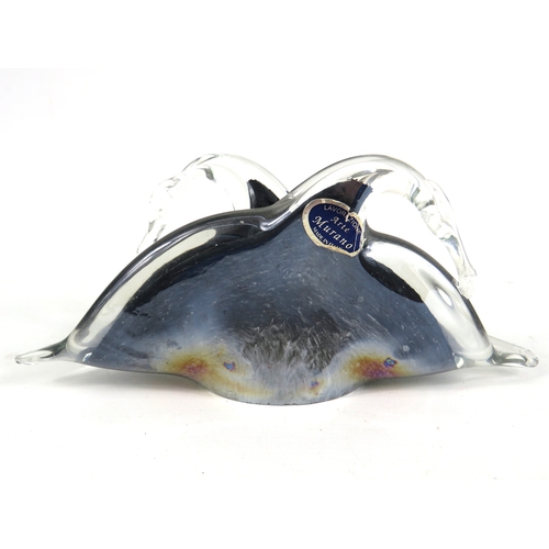 86 - Two Murano glass freeform bowls in grey and pink - tallest 9cm