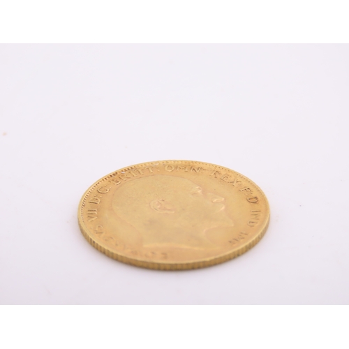 188 - A gold half sovereign dated 1910, struck in 22 carat gold and featuring the St George and the Dragon... 