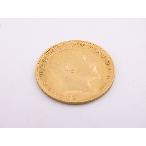 188 - A gold half sovereign dated 1910, struck in 22 carat gold and featuring the St George and the Dragon... 