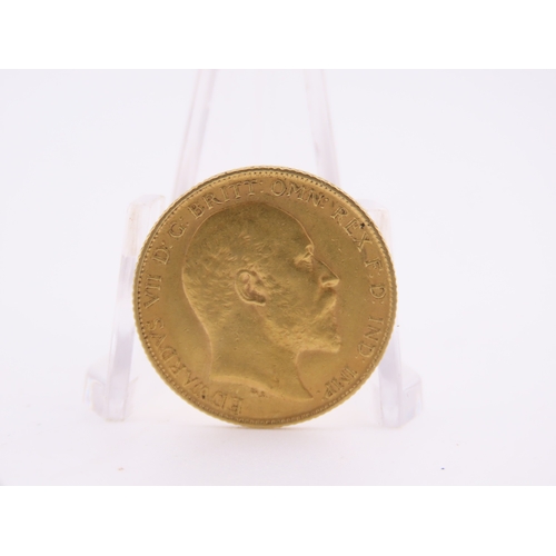 189 - A gold half sovereign dated 1908, struck in 22 carat gold and featuring the St George and the Dragon... 