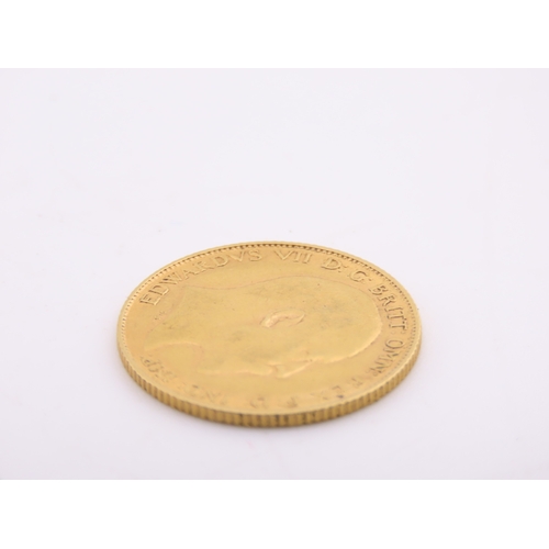 189 - A gold half sovereign dated 1908, struck in 22 carat gold and featuring the St George and the Dragon... 