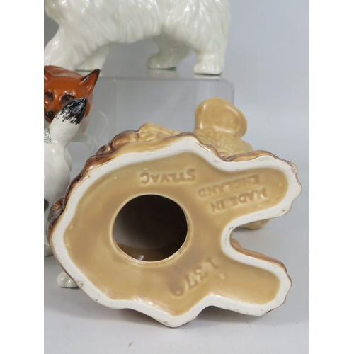 89 - Ceramic animal figurines by Beswick SylvaC and Melba Ware - cats dogs and fox - tallest 19cm