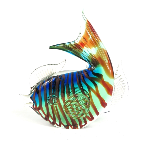 91 - Murano glass fish in green blue and brown tones - 23cm tall