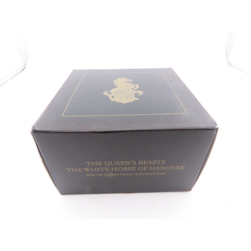 113 - A 2020 United Kingdom quarter ounce gold proof coin from The Queen?s Beasts series, the White Horse ... 