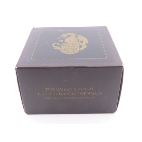 117 - The Royal Mint Queens Beasts The Red Dragon of Wales gold proof coin. A United Kingdom 25 pound gold... 