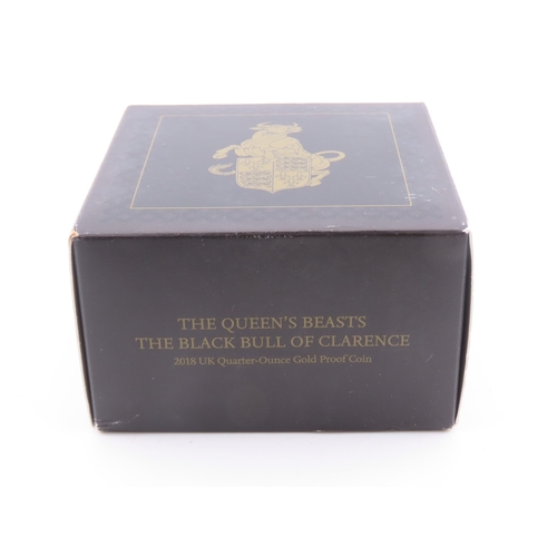 118 - The Royal Mint Queens Beasts The Black Bull of Clarence gold proof coin. A United Kingdom 25 pound g... 
