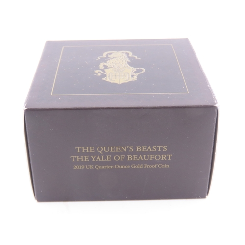 119 - The Royal Mint Queens Beasts The Yale of Beaufort gold proof coin. A United Kingdom 25 pound gold pr... 