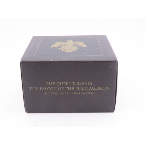 120 - The Royal Mint Queens Beasts The Falcon of the Plantagenets gold proof coin. A United Kingdom 25 pou... 