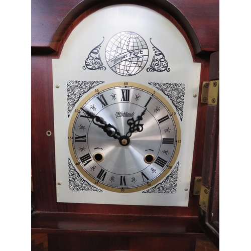 Mahogany grandmother clock with brass pendulum Roman numeral dial and ...