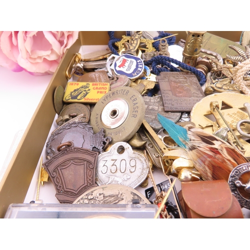 180 - Large selection of small collectables including medals charms and miniature miners lamp