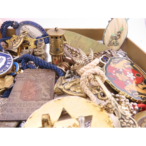 180 - Large selection of small collectables including medals charms and miniature miners lamp