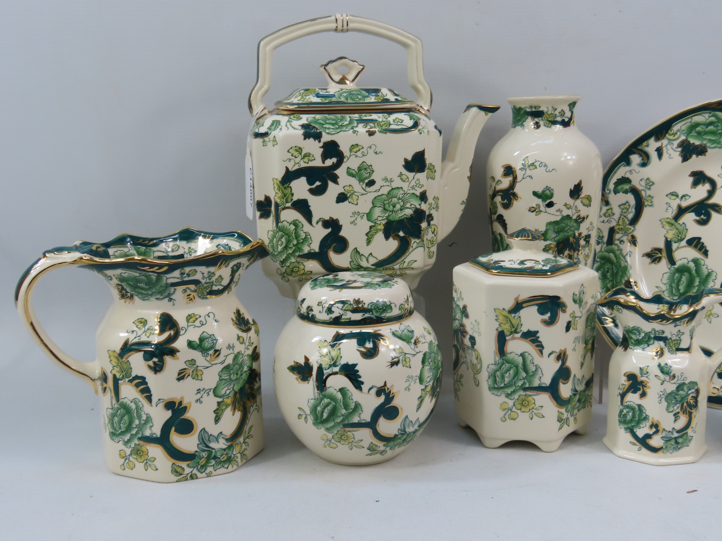 A group of Masons Green Chartreuse pattern ceramics comprising eight ...