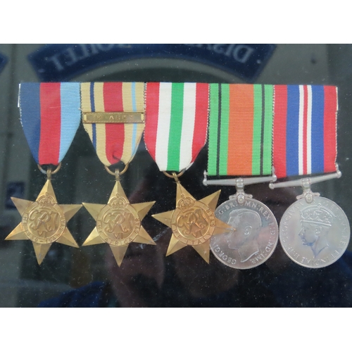 436 - A framed Second World War medal group including the Africa Star and Italy Star with additional campa... 