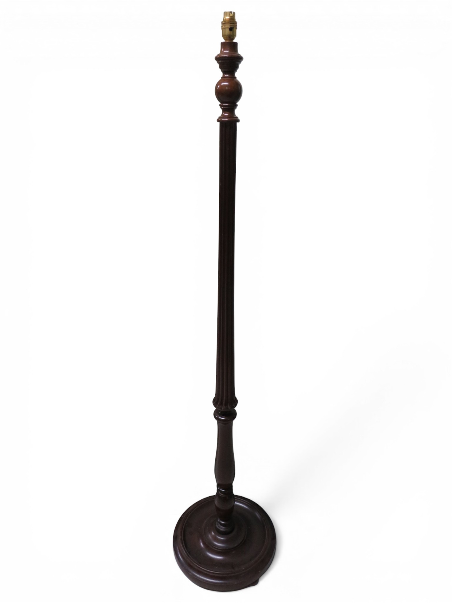 Mahogany Standard Lamp Base with Turned Reeded Column & Circular Base ...