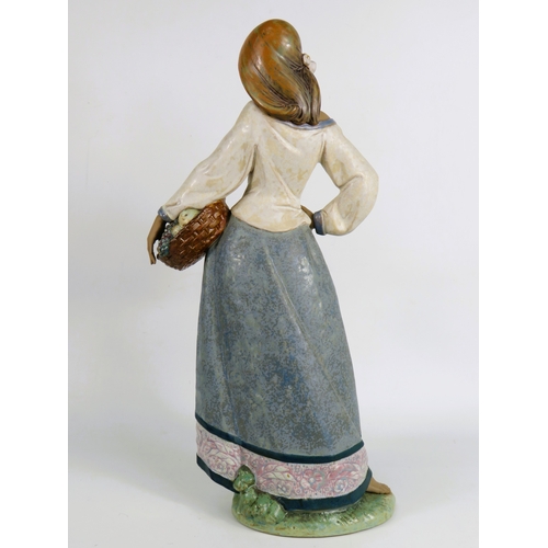 18 - Lladro Gres Seasonal Gifts Figurine - Girl with Fruit Basket - Height 44cm