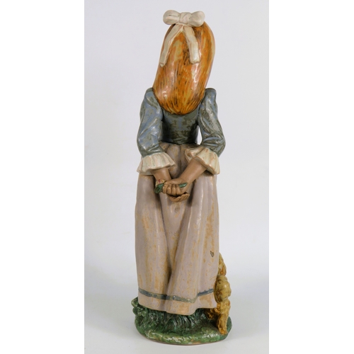 19 - Lladro Gres Rosita Figurine - Girl with Dog - Height 36cm