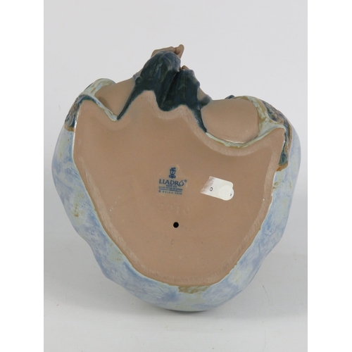 22 - Lladro Gres Lazy Day Figurine - Seated Girl with Plaited Hair - Height 18cm