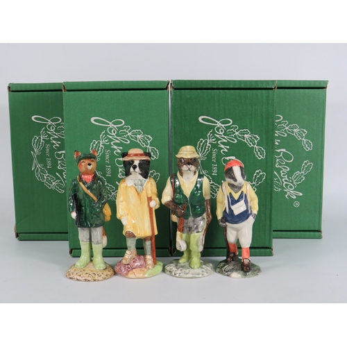 23 - Four Beswick English Country Folk Figurines with Boxes - Shepherd Sheepdog Fisherman Otter Hiker Bad... 