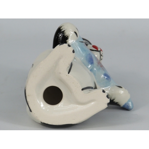 28 - Lorna Bailey Pikey Cat Figurine - Black & White Cat Holding Fish - Height 13cm