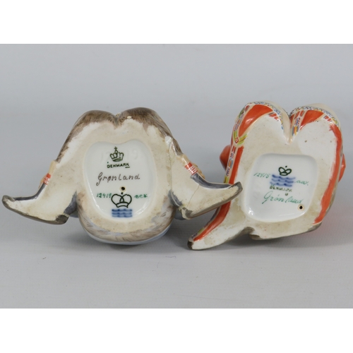 32 - Two Royal Copenhagen Inuit Child Figurines - Tallest 15cm (Smallest A/F - Repair to Hand/Foot)