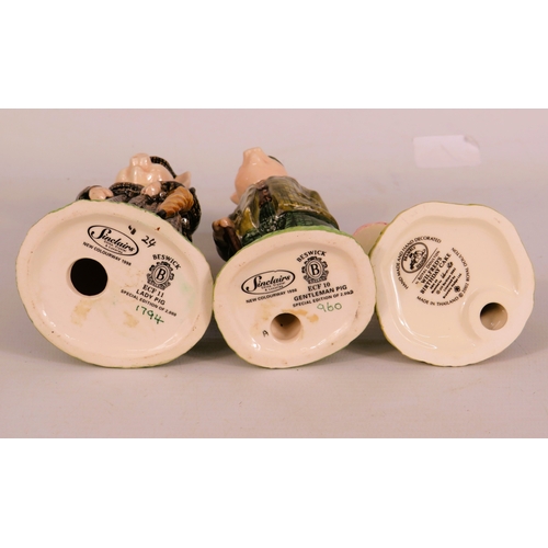 37 - Three Novelty Figurines - Two Beswick Pig Figurines Gentleman & Lady Pig Limited Edition 2000 & One ... 