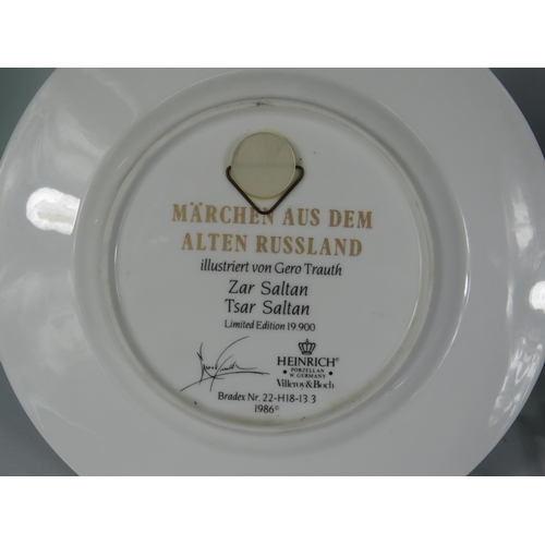 42 - Four Heinrich Villeroy & Boch Russian Legends Display Plates with Gilt Borders - Diameter 22cm