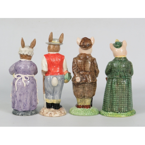 53 - Four Beswick English Country Folk Figurines - Mrs Rabbit Baking Gardener Rabbit Gentleman Pig & Lady... 