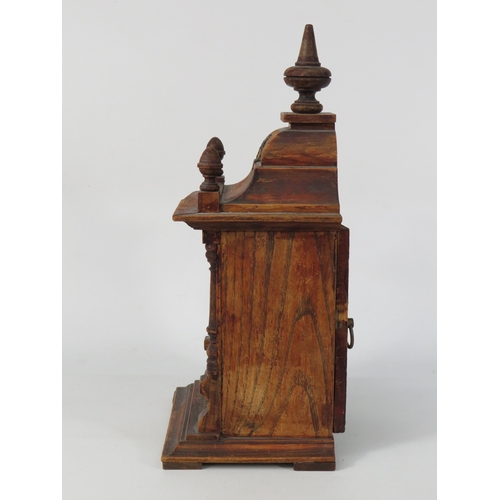 57 - Two Clocks - Antique German Carved Walnut Mantel Clock with Roman Dial 32cm & Vintage Smith's Green ... 