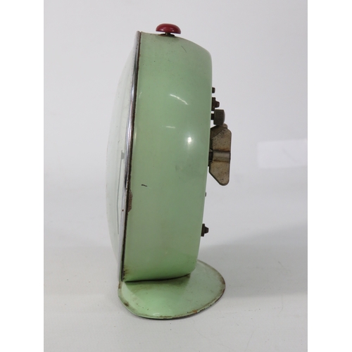 57 - Two Clocks - Antique German Carved Walnut Mantel Clock with Roman Dial 32cm & Vintage Smith's Green ... 