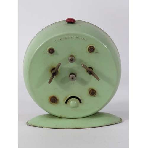 57 - Two Clocks - Antique German Carved Walnut Mantel Clock with Roman Dial 32cm & Vintage Smith's Green ... 